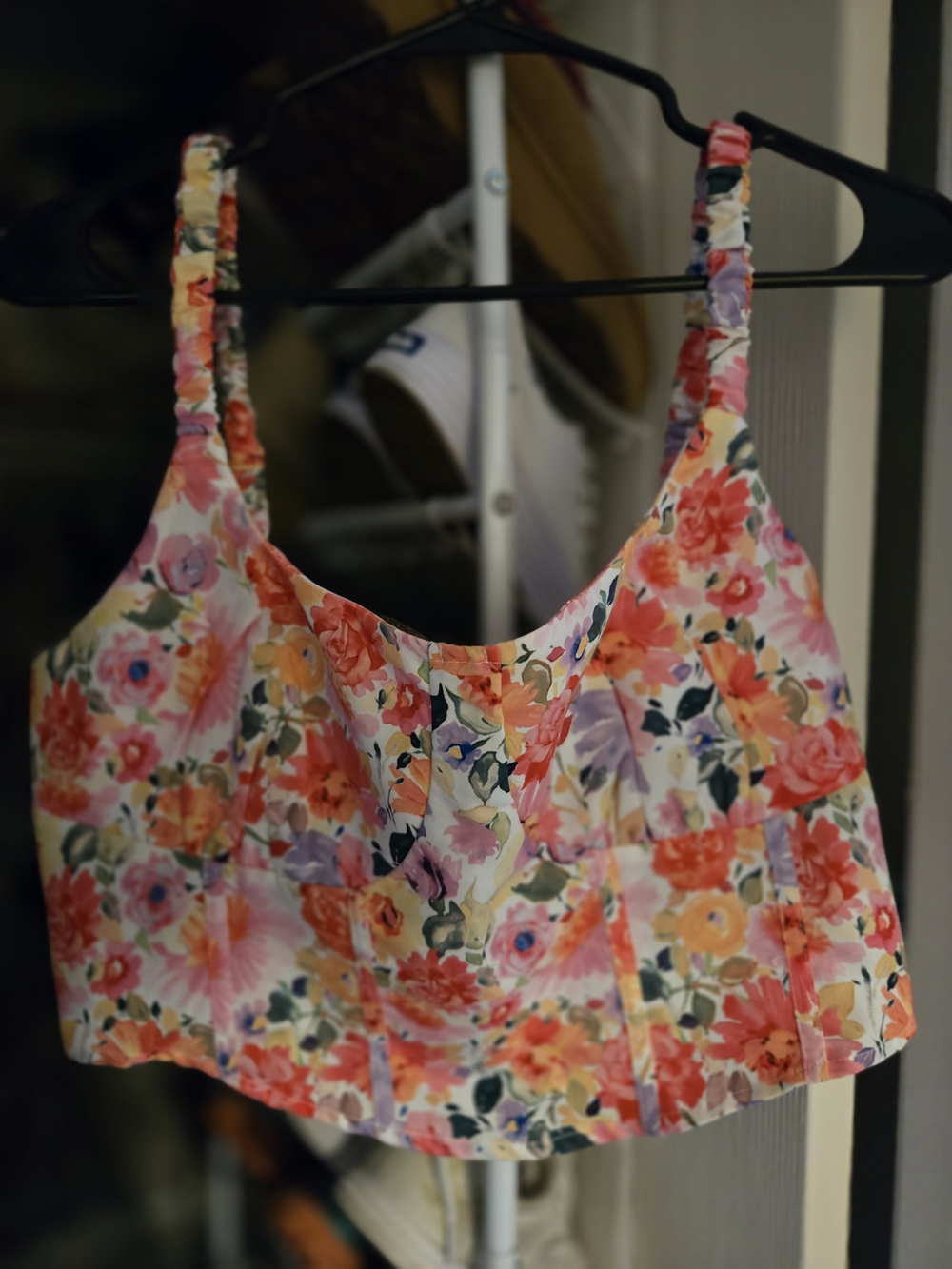 Floral Crop Tank Top - Pink Multi